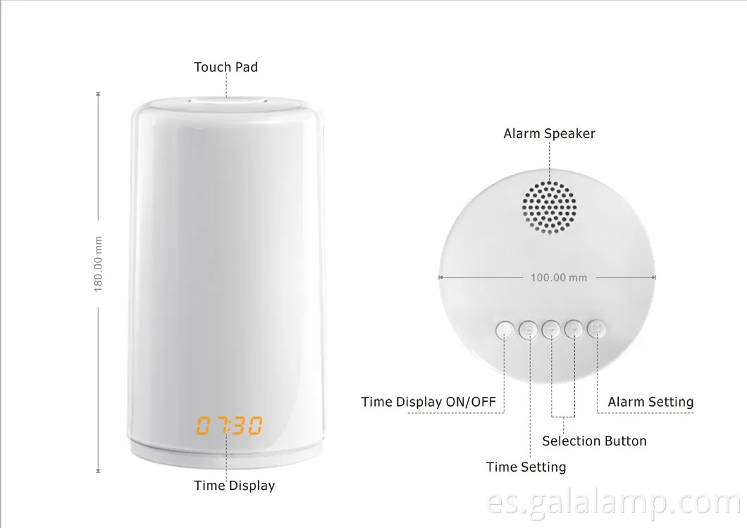 Luz de despertar simulación Sunrise Simulación Digital LED despertador Control táctil